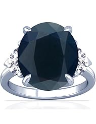 Platinum Oval Cut Blue Sapphire Three Stone Ring