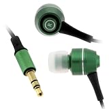 GTMax High Qulity In-Ear 3.5mm Gold-Plated Stereo Earbuds - Metallic Green for Amazon Kindle 2, kindle DX E-Book Reader