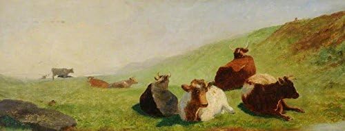 Modern 100% Hand Painted Wall Oil Paintings For Wall And Home Decorations Unframe And Unstretch,Landscape with Cattle,9x23 inch