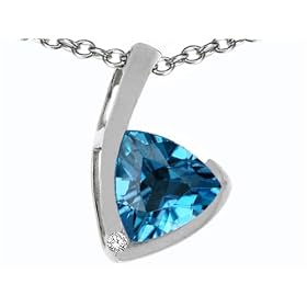 Buy 1.66 cttw Genuine Blue Topaz Pendant - 14kt White or Yellow Gold LIFETIME WARRANTY by Finejewelers