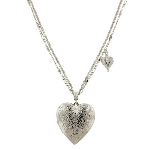 1928 Boutique Dual Strand Short Heart Locket Necklace