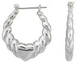 Sterling Silver High Polished Heart Shrimp Hollow Earring