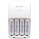 Sanyo Eneloop 4 Pack AA NiMH Pre-Charged Rechargable Batteries w/ Charger