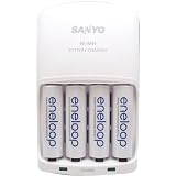 Sanyo Eneloop 4 Pack AA NiMH Pre-Charged Rechargable Batteries w/ Charger