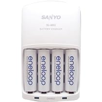 Sanyo Eneloop 4 Pack AA NiMH Pre-Charged Rechargable Batteries w/ Charger