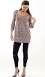 Matte Jersey Print Tunic Top w/contrast Stripe Banding