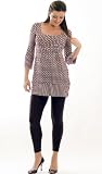 Matte Jersey Print Tunic Top w/contrast Stripe Banding