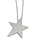 14K White Gold Closed Star-Shaped Designer Pendant, Enhanced with Pave Set Diamonds.( GH-Color, SI-Clarity, c.t.t.w 0.69CT)