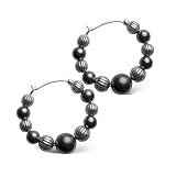 Hematite and Silver Endless Hoop Earrings