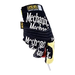 Mechanix Wear MHH-05-009 Mechanix Happy Hour Glove, Black Yellow Medium by 