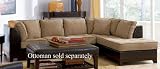 Sectional Sofa with Tufted Seat Beige Chenille Dark Brown Leather Like