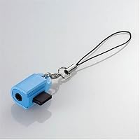 ELECOM 平型 携帯電話用ヘッドホン変換コネクター ストラップ付 ブルー  EHP-CT34 00BU