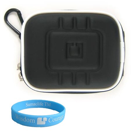 (Eva Black + Screen Protector) Kroo Camera case for Olympus Fe Case Olympus Digital Series Nylon Case for Olympus Fe-250 Olympus Fe-240 Olympus Fe-230 Olympus Fe-210 Olympus Fe-200 Olympus Fe-190 Olympus Fe-180 Olympus Fe-170 Carrying Case+SumacLife TM Wisdom Courage Wristband