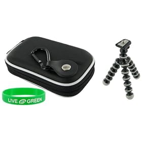 Hard EVA (Black) Case and Premium Tripod for Flip MinoHD Camcorder Tribal Inkblot