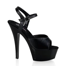 6 Inch Sexy Black Shoe High Heel Platform Sandal Shoes Leather