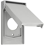 Leviton 4980-GY 1-Gang Single 20A or 30A Locking Receptacle Wallplate Cover, Weather Resistant Thermoplastic, Device Mount, Vertical, Gray