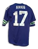 Dave Krieg Autographed/Hand Signed Seattle Seahawks Blue Throwback Jersey