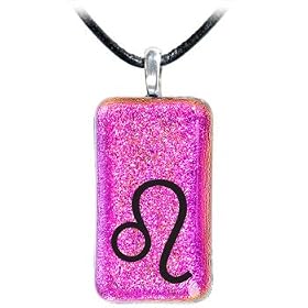 Holly Lynn Pink LEO Zodiac Dichroic Glass Necklace