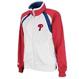 MLB Women's Philadelphia Phillies Thermabase Long Sleeve Full Zip Fleece Track Jacket, Pro White/Pro Scarlet/Pro Royal, Large