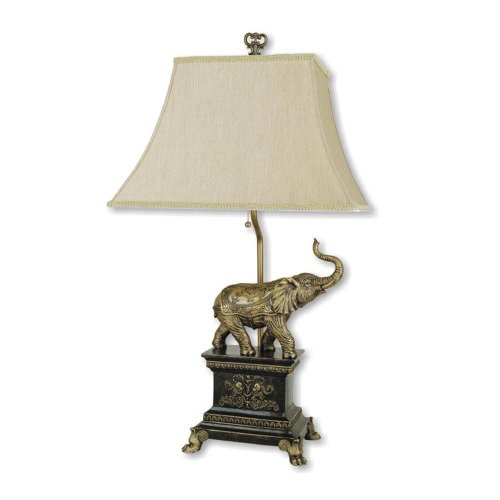 ORE International 8203 Elephant Table Lamp, Antique Gold