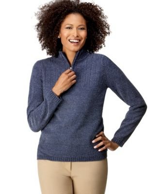 Click here to buy Karen Scott Petite Zip Mock-Turtleneck Chenille Sweater by Karen Scott.