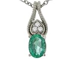 0.88 cts Emerald and Diamond Pendant - 14kt White or Yellow Gold LIFETIME WARRANTEE