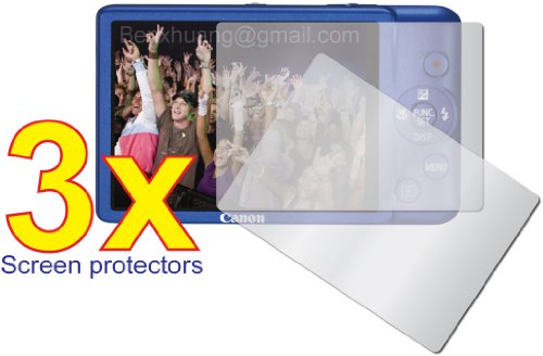 3x Canon PowerShot ELPH 100 HS / IXUS 115 HS Digital Camera Premium Clear LCD Screen Protector Cover Guard Shield Flim Kit, Perfect fit with Full Protection!