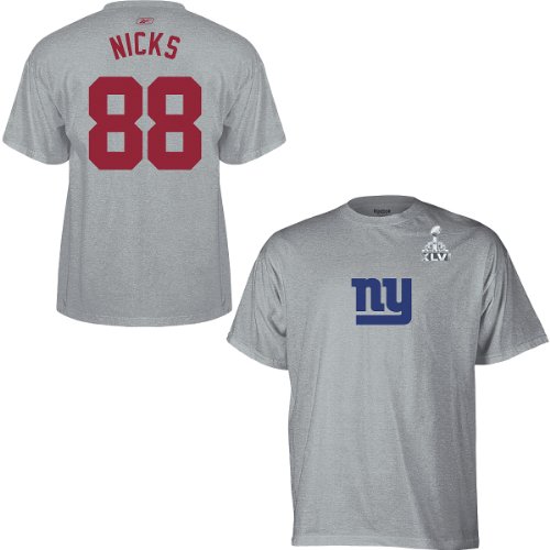 Reebok New York Giants Hakeem Nicks Super Bowl XLVI Name & Number T-Shirt Extra Large