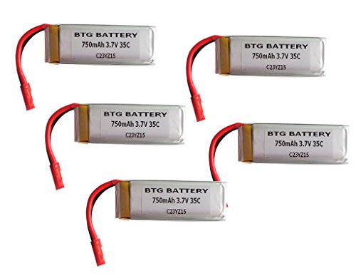 BTG 3.7V 750mAh 35C Upgrade Battery for Dromida Ominus Nine Eagles Galaxy Visitor 6 F15 Quadcopter-pack of 5