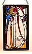Charles Rennie Mackintosh Rose Design on Larger Stained Glass Panel