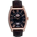 GV2 by Gevril Mens Heritage Swiss Rose Gold-Plated Strap Watch - Black by Gevril