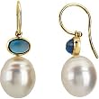 14K Yellow Gold Paspaley South Sea Cultured Pearl and London Blue Topaz Earrings - 11.00mm