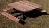 Outdoor Living : 38' Three Seat Wheelchair Accessible Single Pedestal Square Arm Picnic Table With Top of Aluminum P