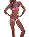 Creabygirls Womens Sexy Tropical Floral Print Two Piece Bikini Top and Bottom