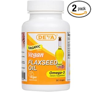 Deva Organic Vegan Vitamins Flax Seed Oil, Omega-3, 90 Vcaps (Pack of 2) by Deva Vegan Vitamins