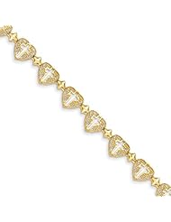 Filigree Cross Heart Bracelet, 14K Gold