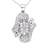 CZ Diamond Platinum Plated Silver Cluster Bridal Pendant