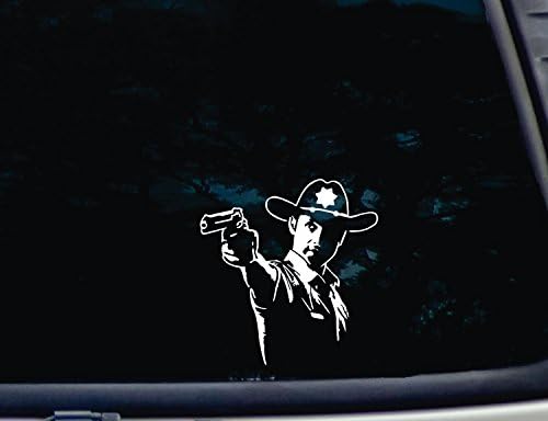 RICK the sheriff - ZOMBIE KILLER - (size: 6" color: WHITE) die cut vinyl decal / sticker for window, truck, car, laptop or ipad (NOT PRINTED)