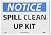NMC N345PB NOTICE – SPILL CLEAN UP KIT – 14 in. x 10 in. PS Vinyl Notice Sign with White/Black Text on Blue/White Base