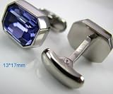 Amethyst Purple Swarovski Emerald Cut Precisely Cut Crystal Cufflinks Cuff Links