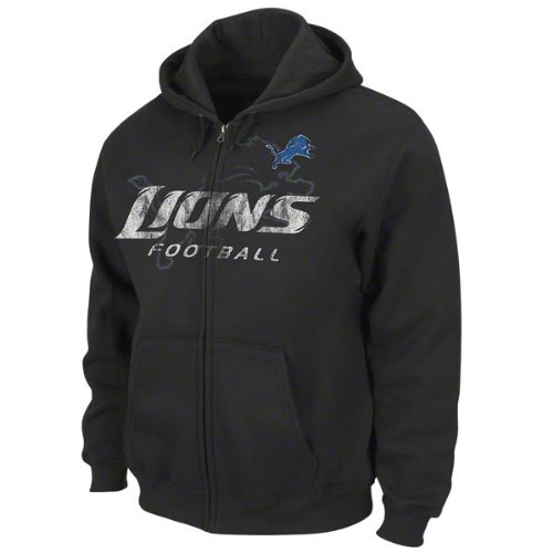 NFL Men's Detroit Lions Touchback IV Long Sleeve Fullzip Hooded Fleece (Black, X-Large)