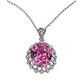 Sterling Silver Pink Cubic Zirconium Oval Pendant