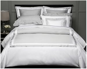 Pinzon Hotel Banded Egyptian Cotton Sateen Full/Queen Duvet, Silver Grey
