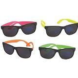 4 Neon Sunglasses Hip Hop 80's Shades Glasses - Dark lenses - 4 hot neon colors