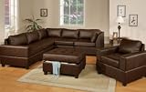 Orange County Walnut Leather Sectional Sofa by Urban Cali