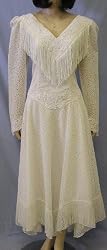 Fringed Hanky Hem Western Wedding Gown, Natural, Size 12, Sold As Is