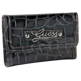 Buy Ladies Celeste Black Synthetic Leather Tri-Fold Wallet: Black Tri-fold by GUESS