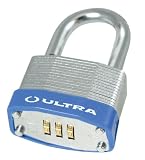 Ultra Hardware 56030 1-1/2-Inch Laminated Steel Padlock, Resettable Combination, Zinc