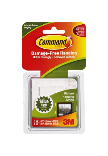 Command Picture Hanging Strips Variety Value Pack, 4-Small and 8-Medium Strips, 4-Pack