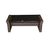 Poly Rattan Lounge Tisch mit Glasplatte